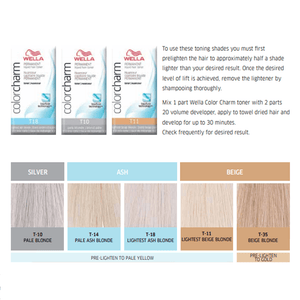 Wella Colour Charm Toner Shade Chart - T18 Lightest Ash Blonde - Tint Department Australia